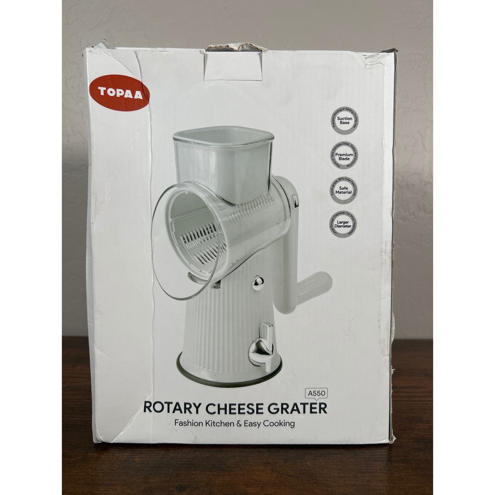 TOPAA A550 Rotary Cheese Grater 5 Interchangeable Blades Suction Base Black NEW